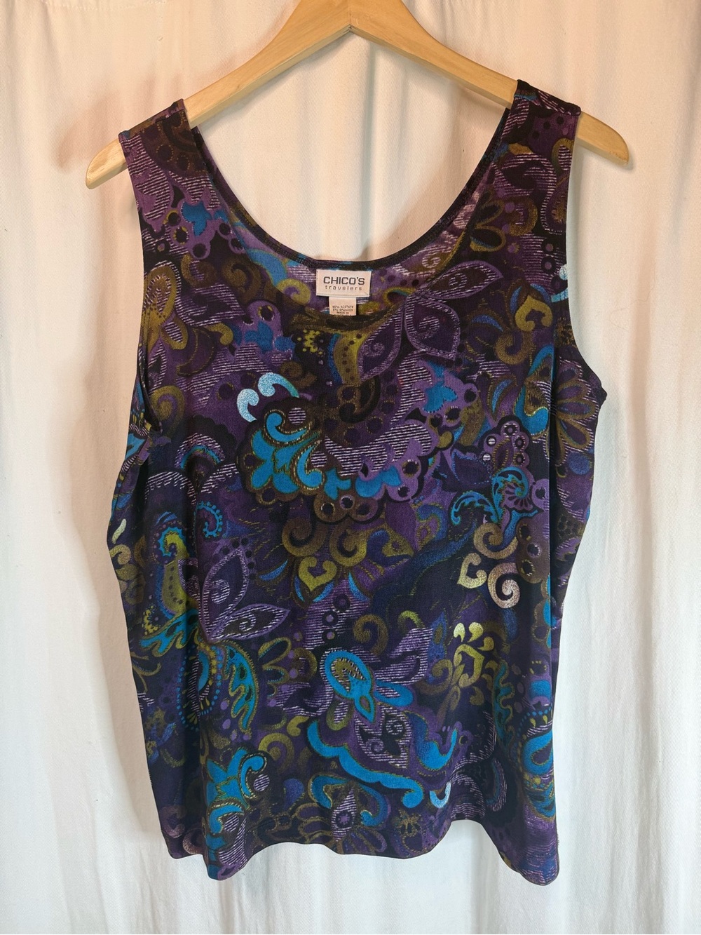 💜 Chico's Purple Paisley Scoop Neck Tank💜